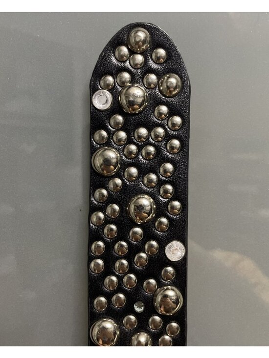 Vintage Dome Studded Black Leather Belt 34” Unisex Biker Punk Rock Metal Emo Alt